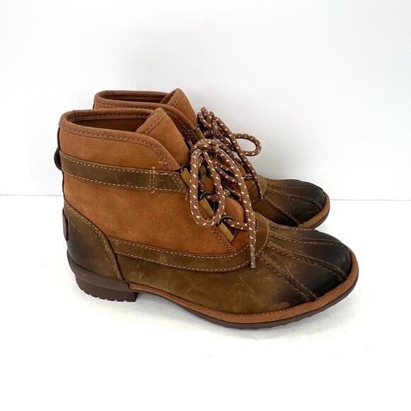 UGG Greda Chestnut leather shearing lined boots - Picture 1 of 11